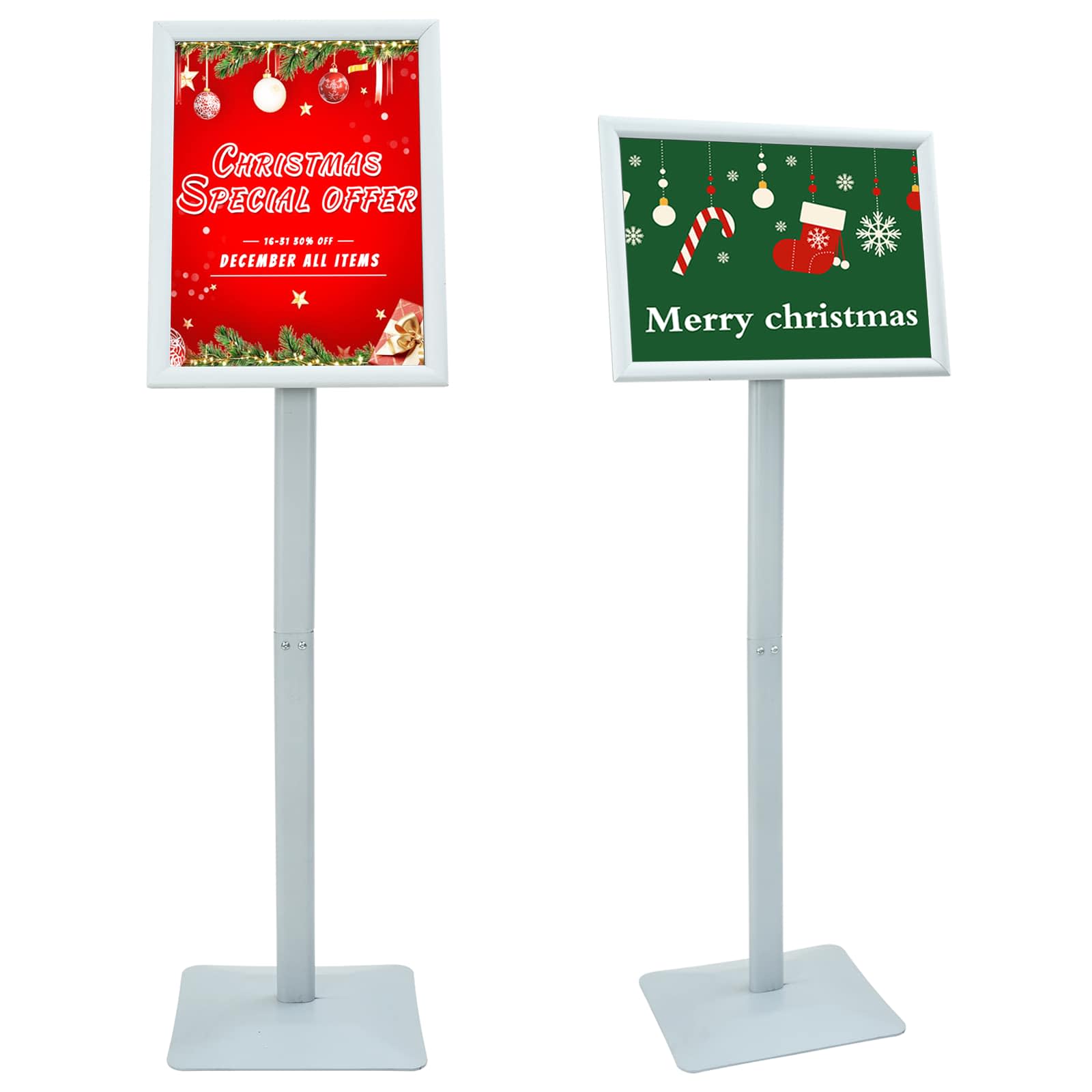 Vidaxl piedistallo supporto per poster argento 32,5 x 27 x 126 cm PVC e ghisa