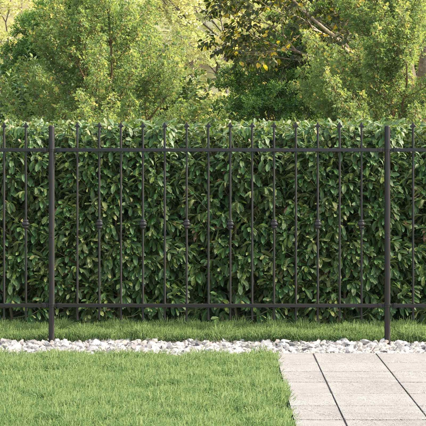 Valla con púas VidaXL negra 200 x 130 cm acero con recubrimiento en polvo