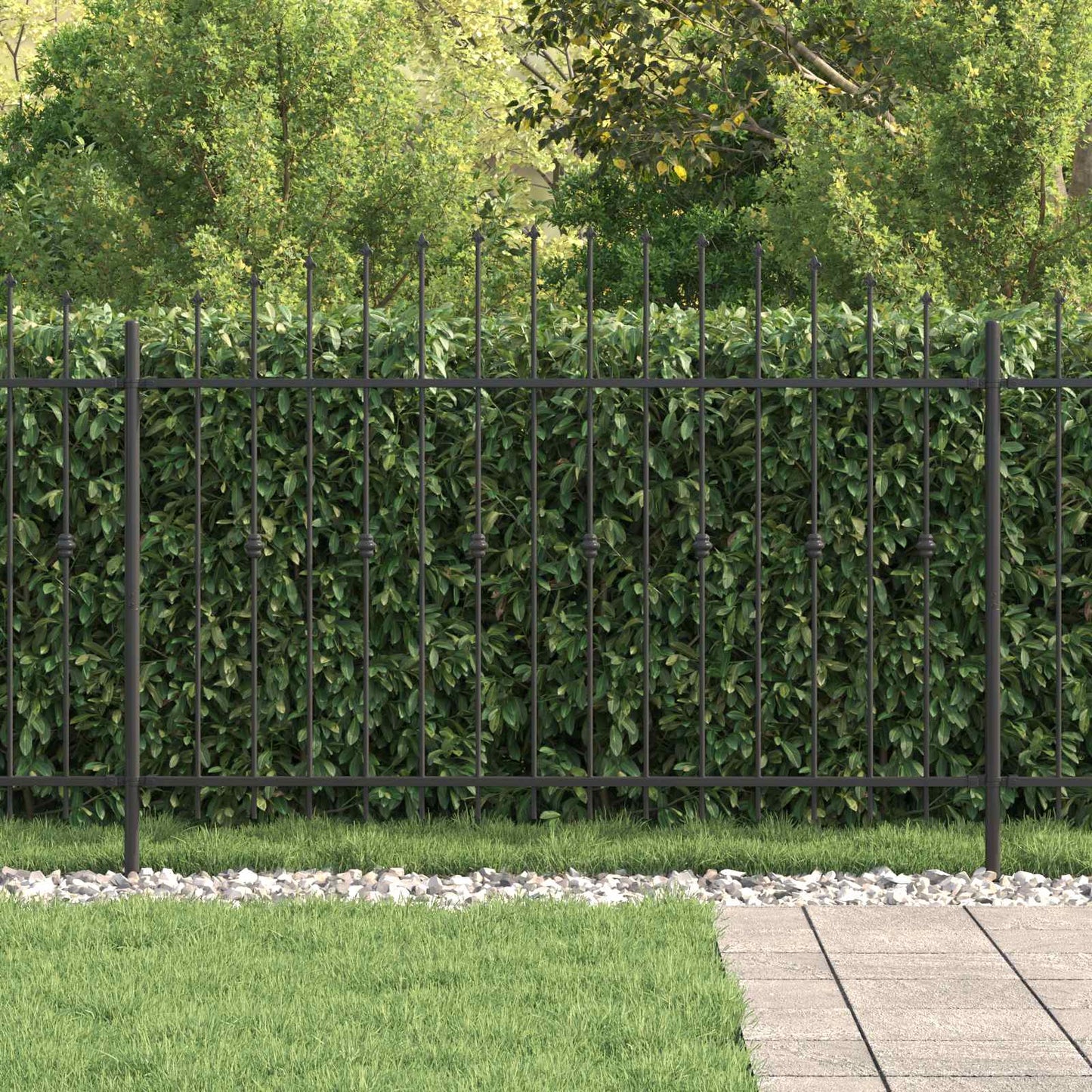 Valla con púas VidaXL negra 200 x 130 cm acero con recubrimiento en polvo