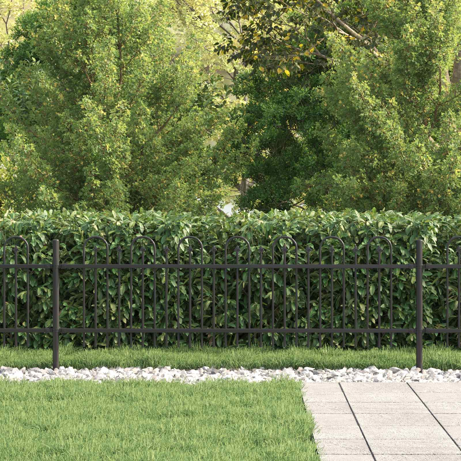 Vidaxl spike boog hek zwart 200 x 130 cm gepoedercoat staal