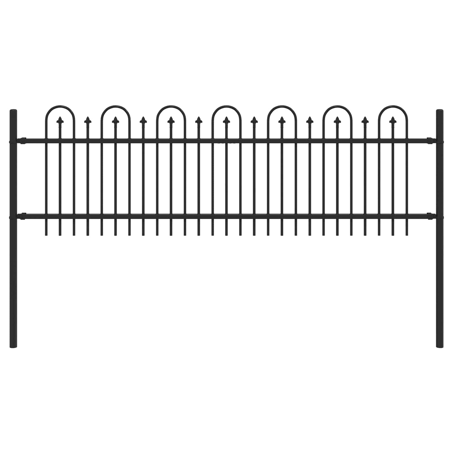 VidaXL valla en arco de púas negra 200 x 130 cm acero con recubrimiento en polvo
