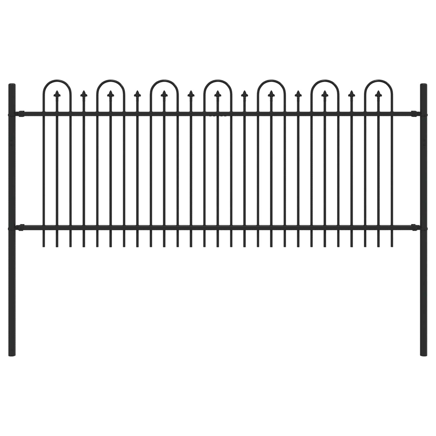 VidaXL valla en arco de púas negra 200 x 130 cm acero con recubrimiento en polvo