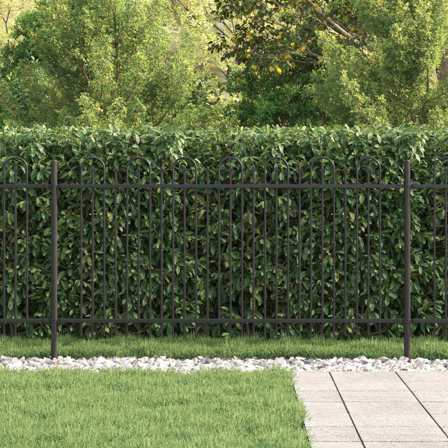 Vidaxx valla en arco con púas negra 200 x 150 cm acero con recubrimiento en polvo