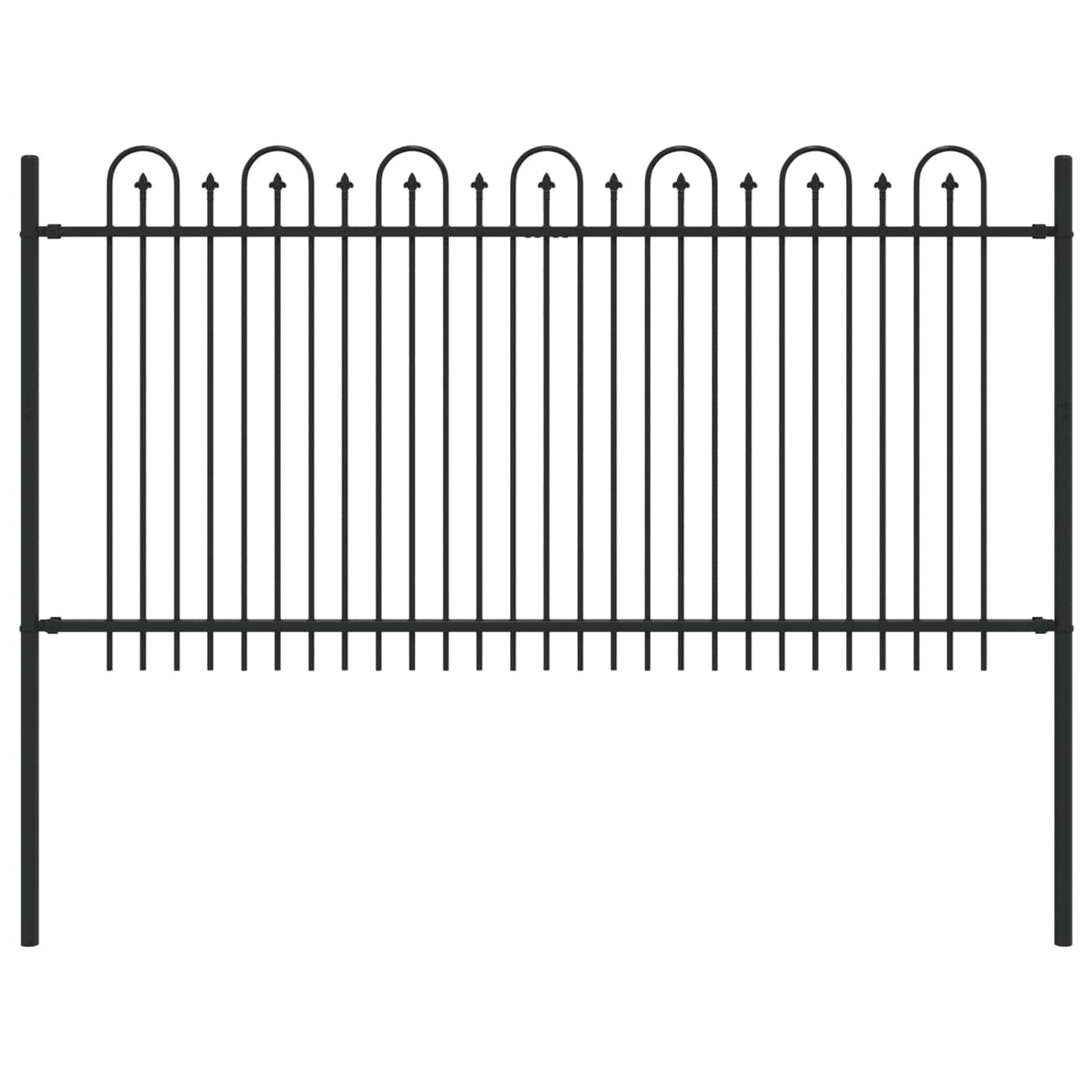 Vidaxx valla en arco con púas negra 200 x 150 cm acero con recubrimiento en polvo