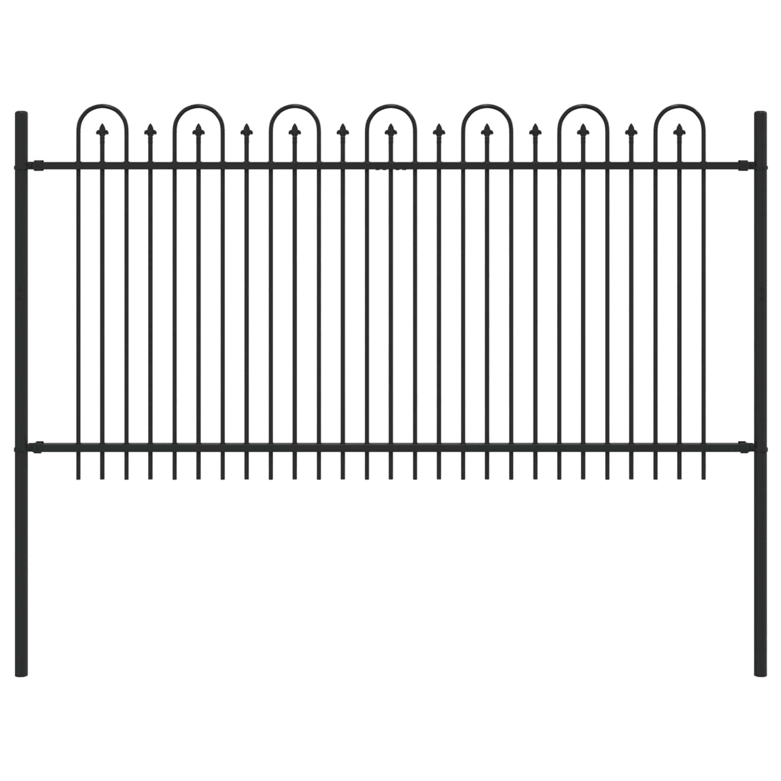 Vidaxl spike boog hek zwart 200 x 150 cm gepoedercoat staal