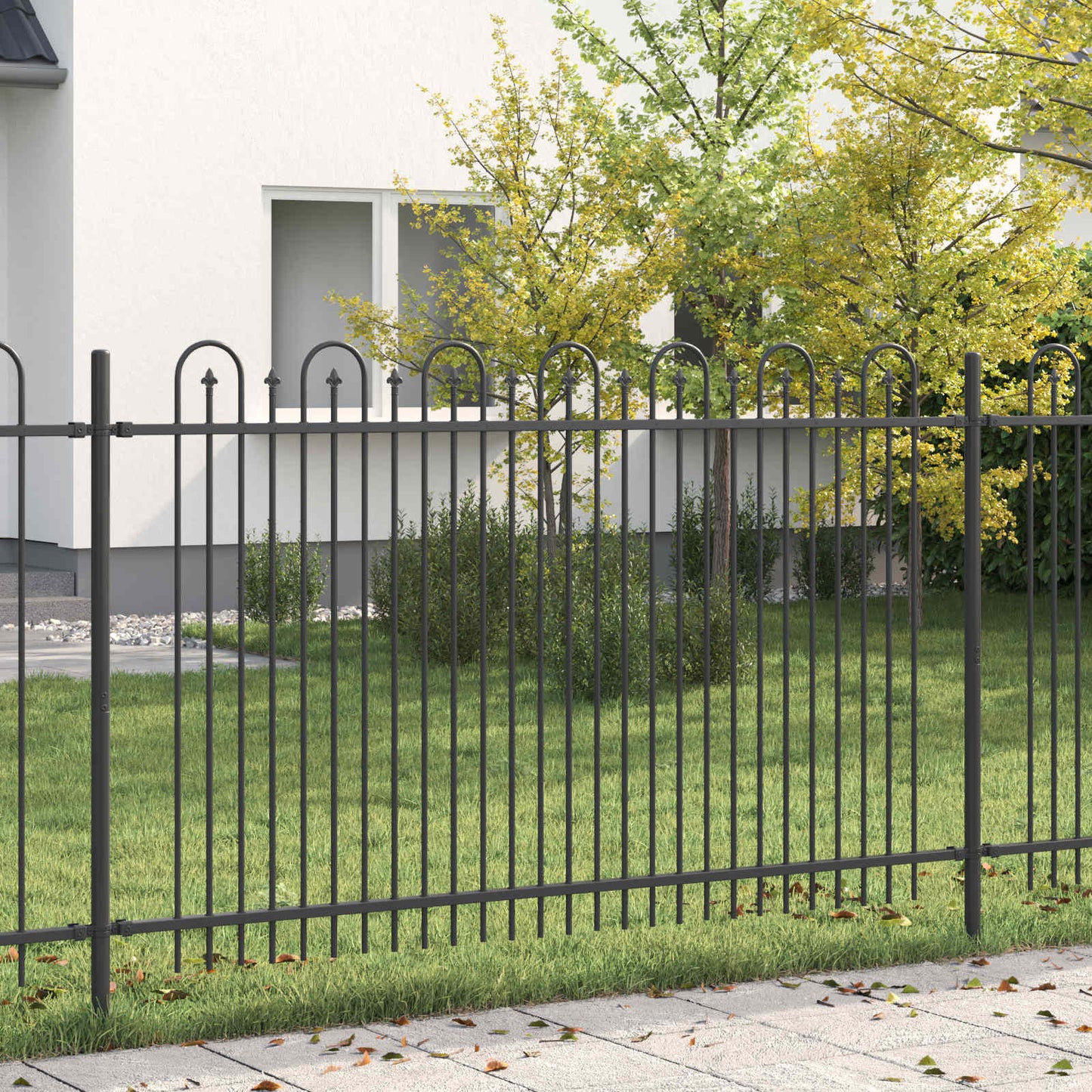 VidaXL valla en arco de púas negra 200 x 130 cm acero con recubrimiento en polvo