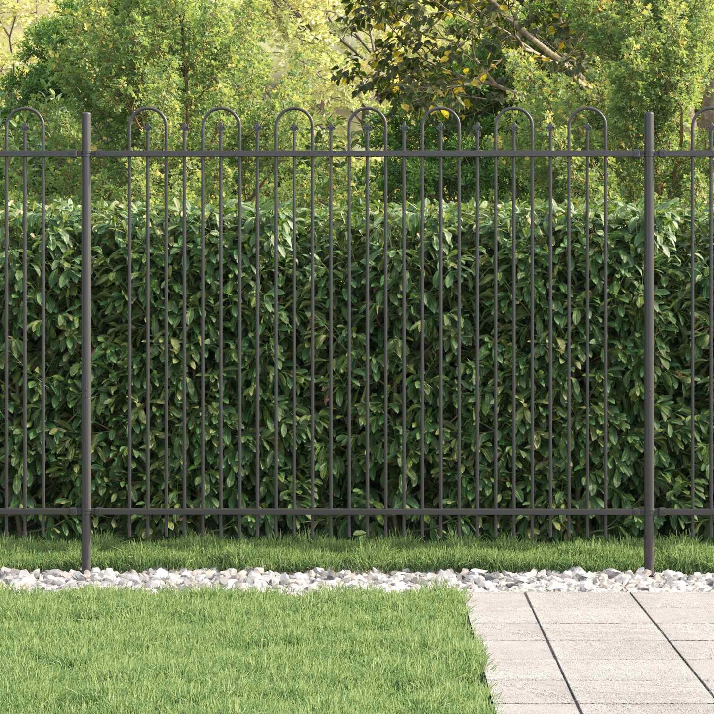 VidaXL valla en arco de púas negra 200 x 200 cm acero con recubrimiento en polvo