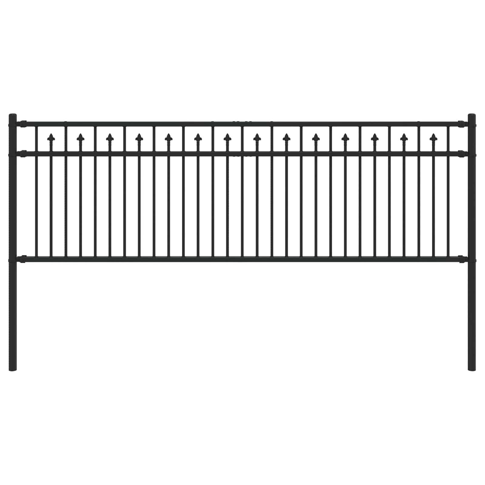Vidaxl spike hek zwart 200 x 110 cm gepoedercoat staal
