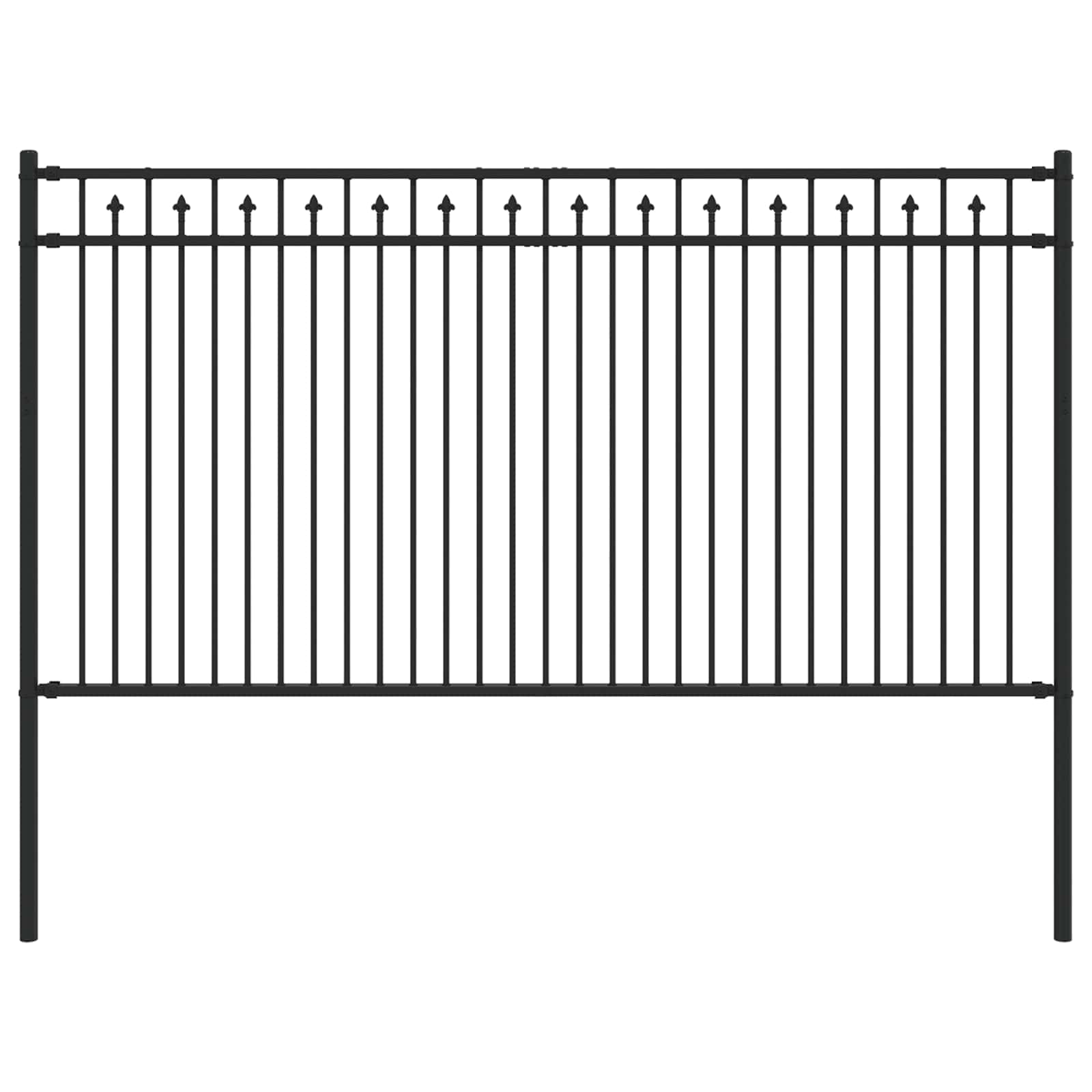 Vidaxl spike hek zwart 200 x 150 cm gepoedercoat staal