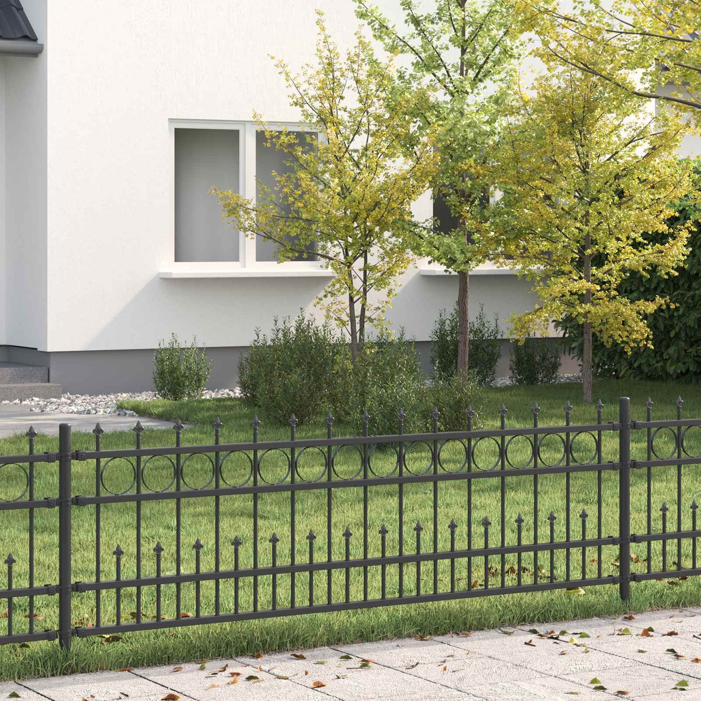 Vidaxx valla con aros de púas negro 200 x 130 cm acero con recubrimiento en polvo