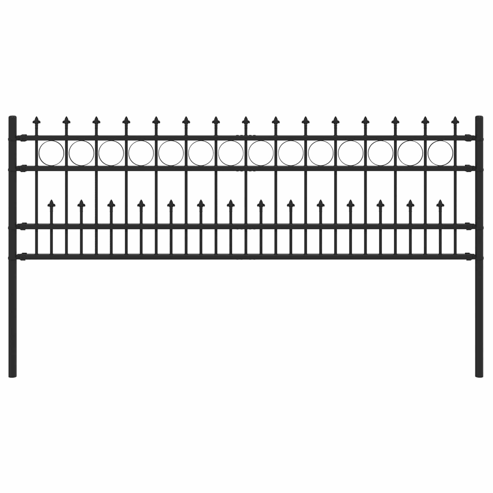 Vidaxl spike ring hek zwart 200 x 130 cm gepoedercoat staal