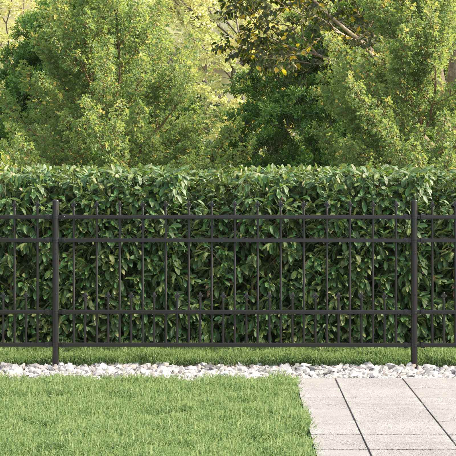 Vidaxl spike ring hek zwart 200 x 130 cm gepoedercoat staal