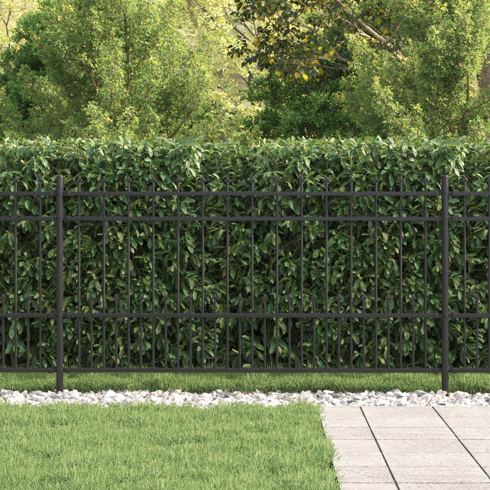 Vidaxl spike ring hek zwart 200 x 150 cm gepoedercoat staal