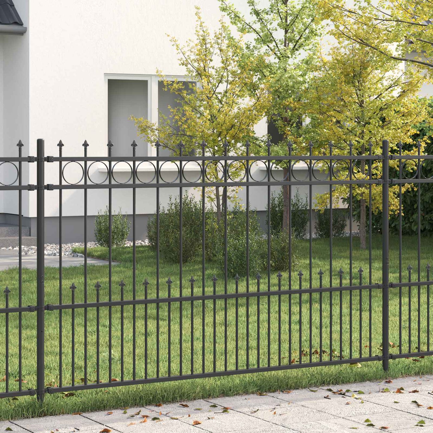 Vidaxx valla con aros de púas negro 200 x 130 cm acero con recubrimiento en polvo