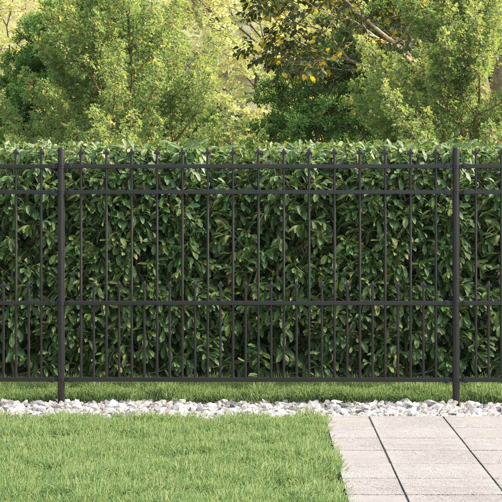 Vidaxl spike ring hek zwart 200 x 130 cm gepoedercoat staal