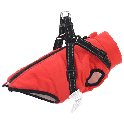 Vidaxl hondenjas met harnas rood m fleece en polyester