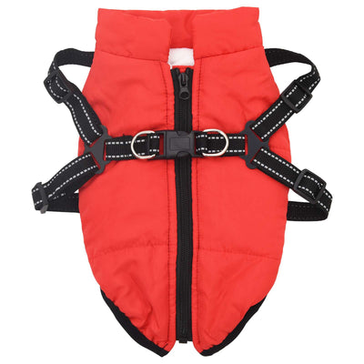 Vidaxl hondenjas met harnas rood 2xl fleece en polyester