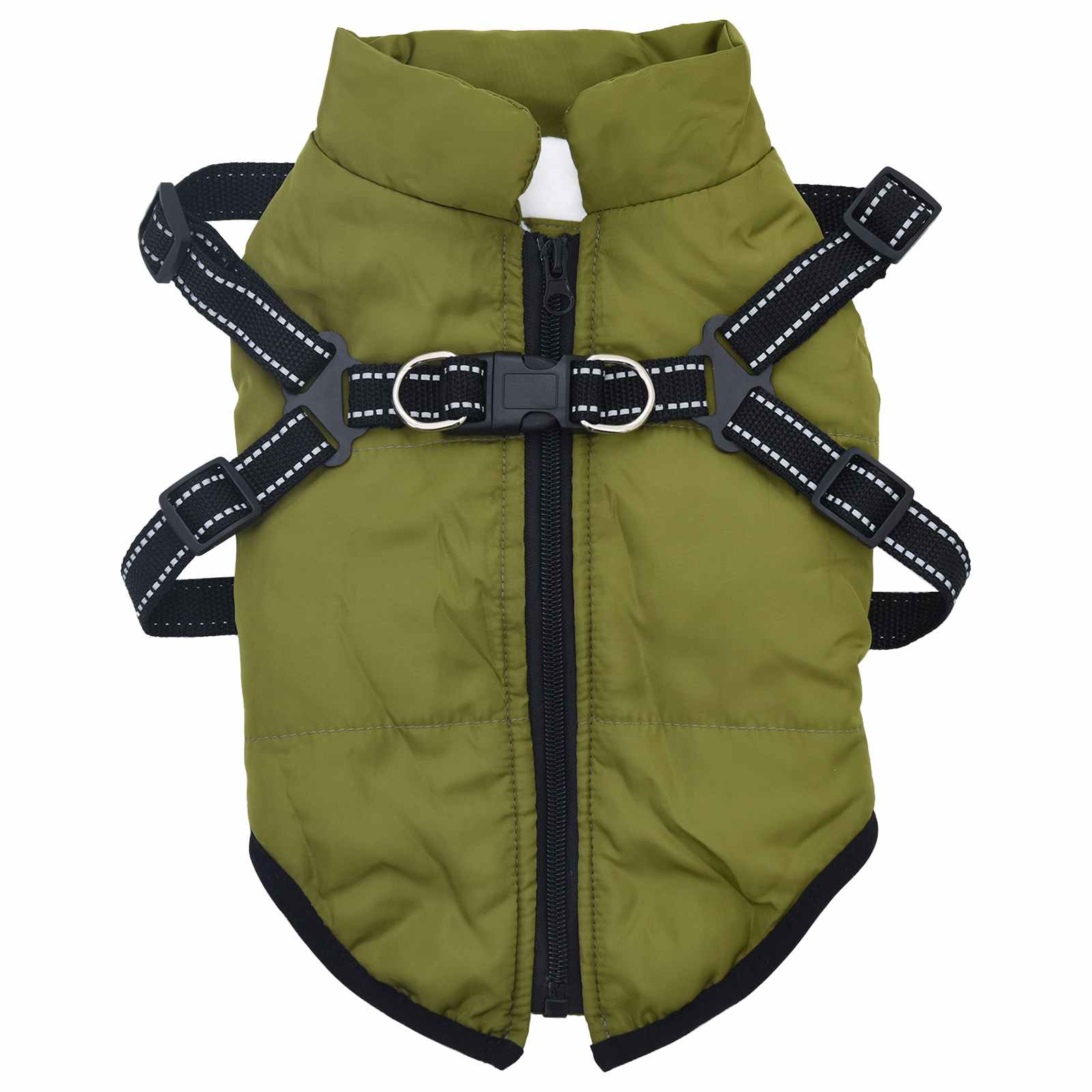 Vidaxl hondenjas met harnas legergroen xl fleece en polyester