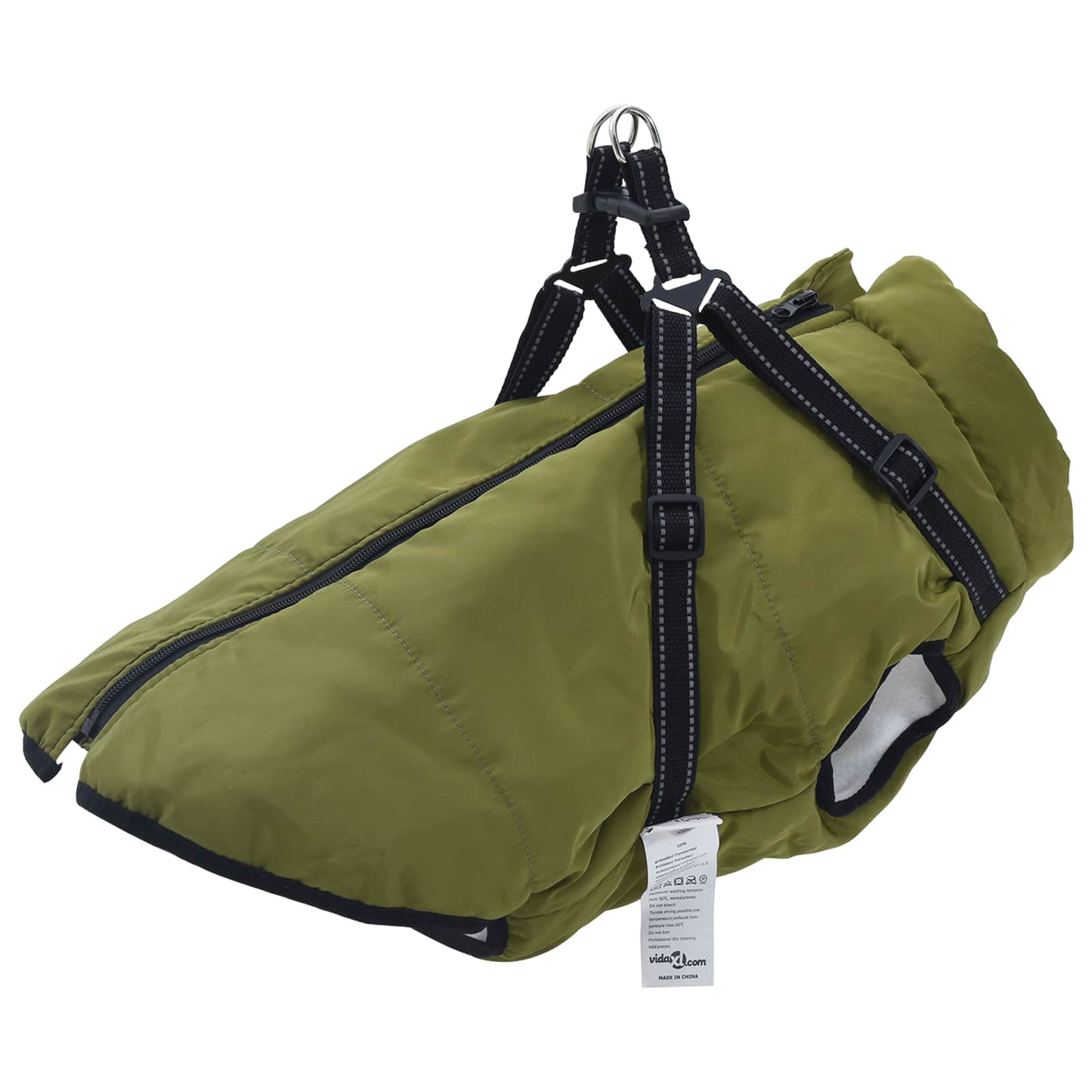 Vidaxxl abrigo para perros con arnés verde militar 4xl polar y poliéster