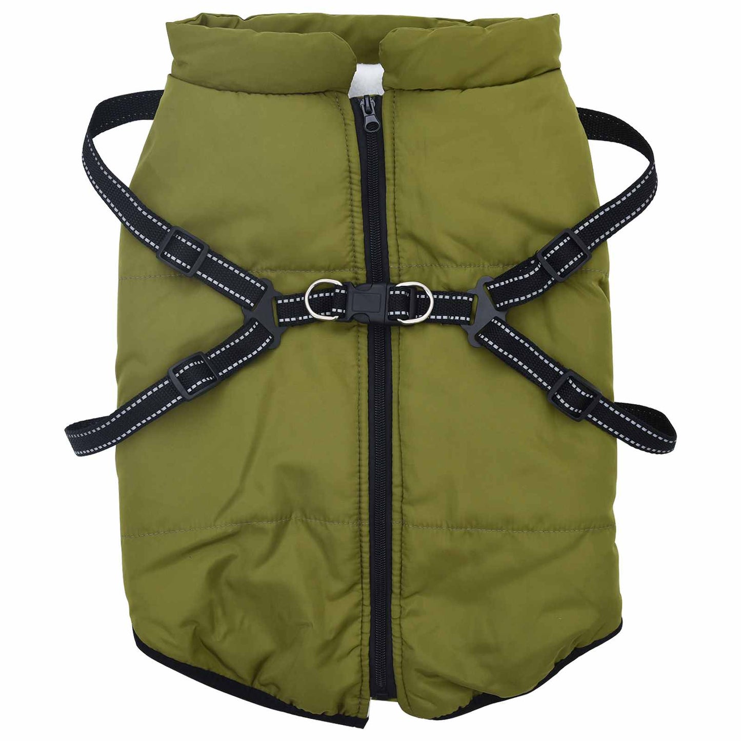 Vidaxxl abrigo para perros con arnés verde militar 4xl polar y poliéster