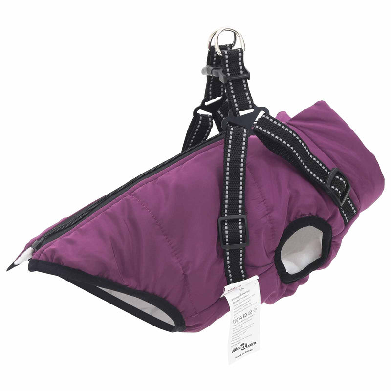 Vidaxl hondenjas met harnas paars s fleece en polyester