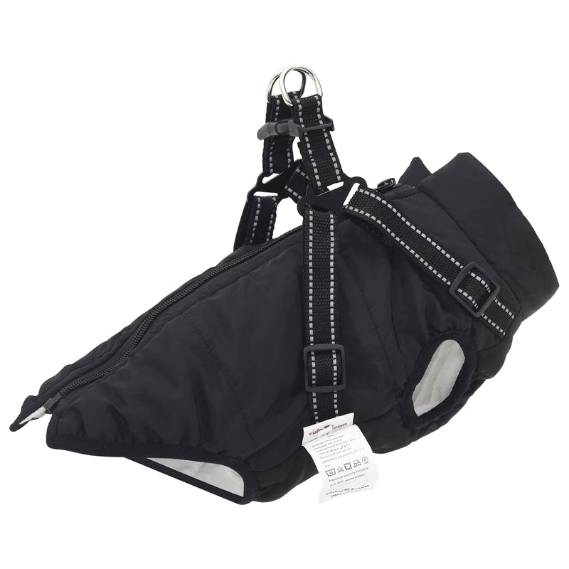 Cappotto per cani VidaXL con pettorina nera in pile e poliestere