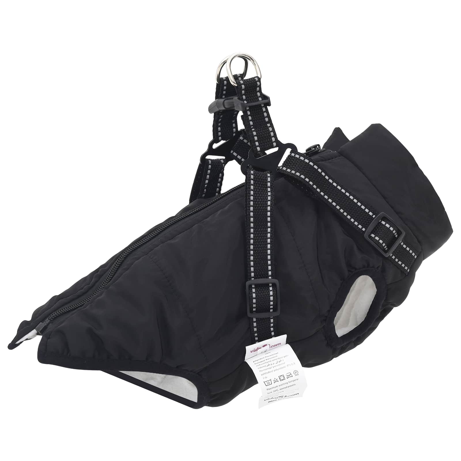 Vidaxl hondenjas met harnas zwart m fleece en polyester