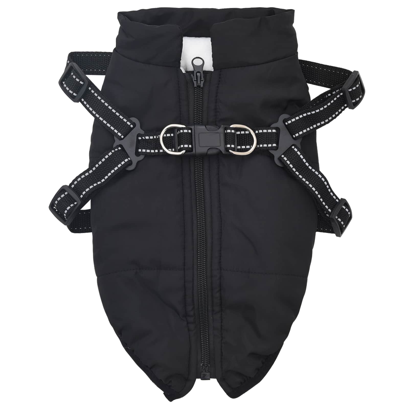 Vidaxl hondenjas met harnas zwart xl fleece en polyester