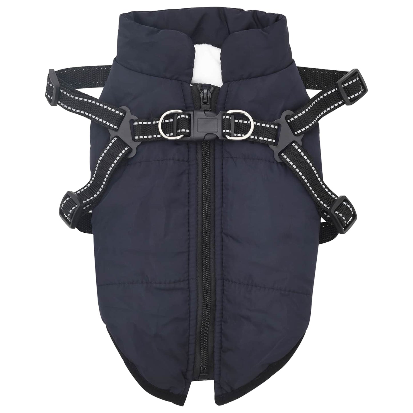 Vidaxl hondenjas met harnas marineblauw s fleece en polyester