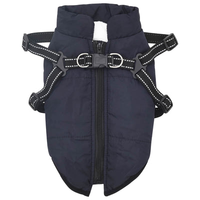 Vidaxl hondenjas met harnas marineblauw m fleece en polyester