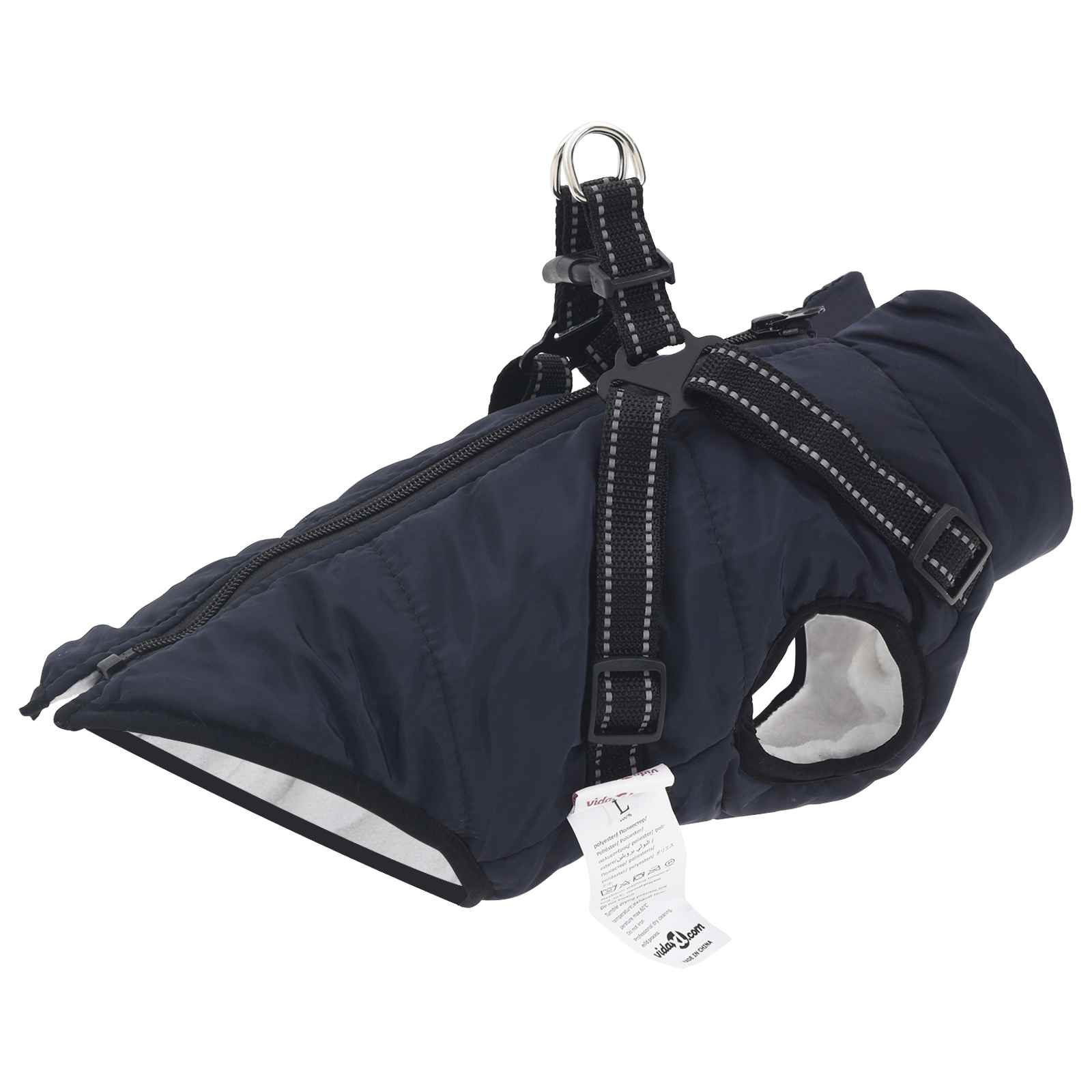 Vidaxl hondenjas met harnas marineblauw xl fleece en polyester