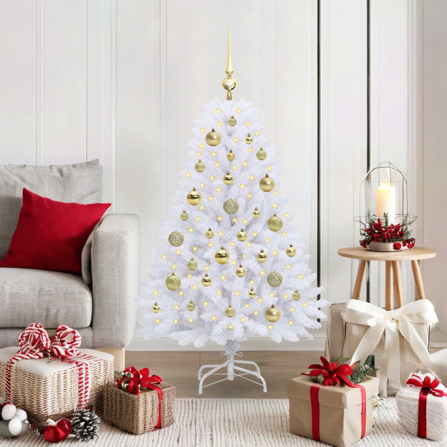 Vidaxx árbol de Navidad artificial plegable blanco 120 cm PVC y acero