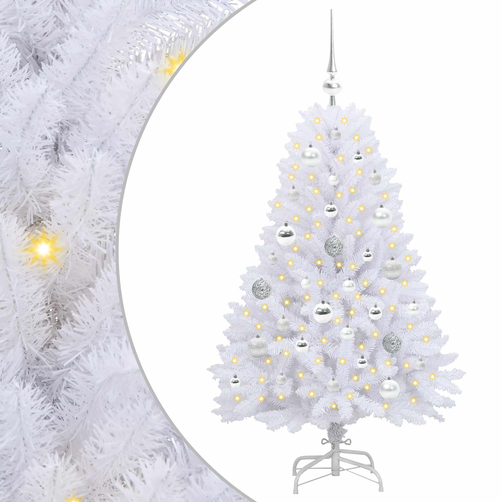 Vidaxl kunstmatige inklapbare kerstboom wit 120 cm pvc en staal