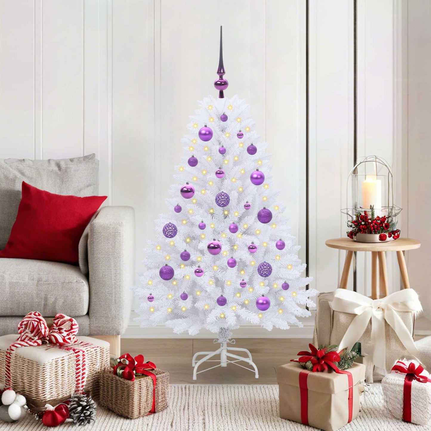 Vidaxx árbol de Navidad artificial plegable blanco 120 cm PVC y acero