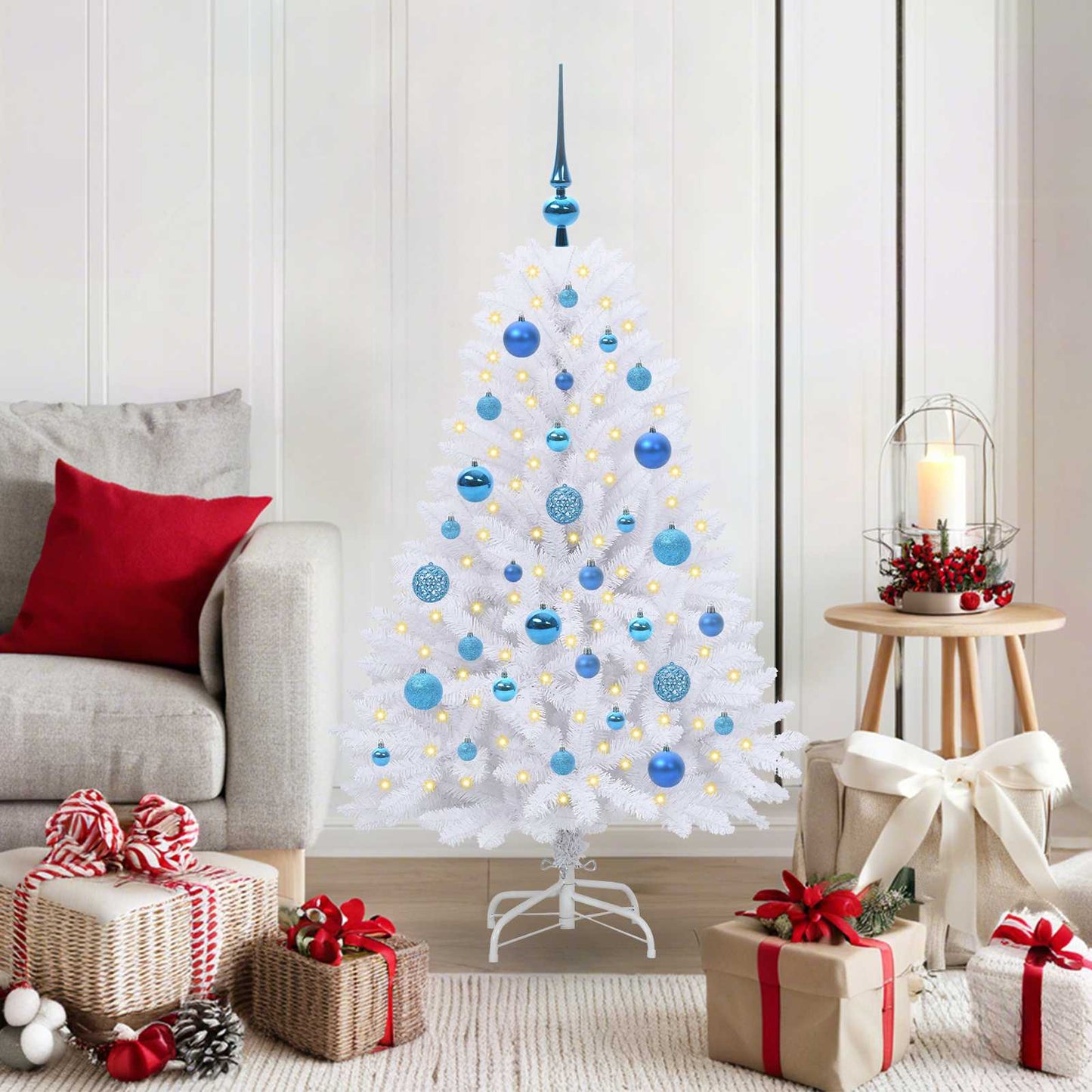 Vidaxx árbol de Navidad artificial plegable blanco 120 cm PVC y acero