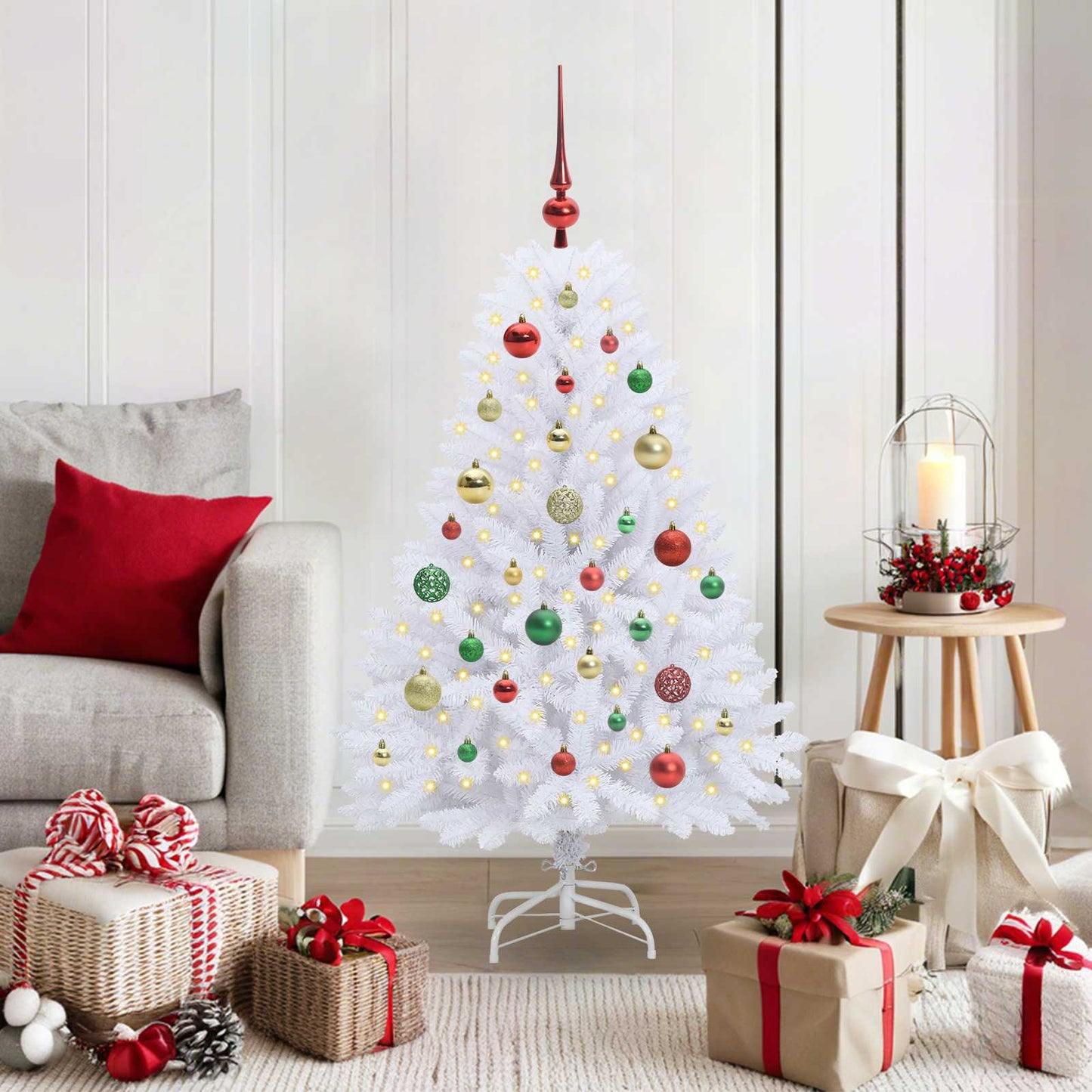 Vidaxx árbol de Navidad artificial plegable blanco 120 cm PVC y acero