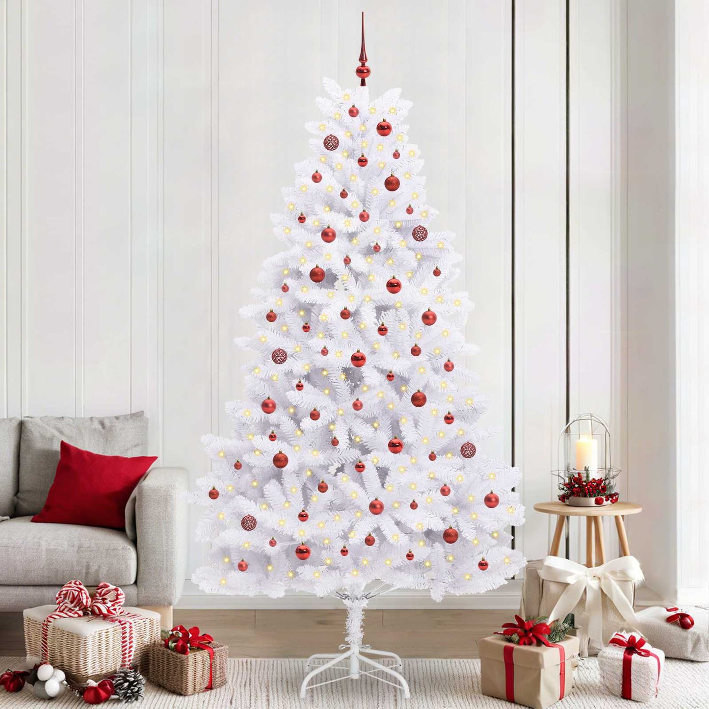 Vidaxx árbol de Navidad artificial plegable blanco 240 cm PVC y acero