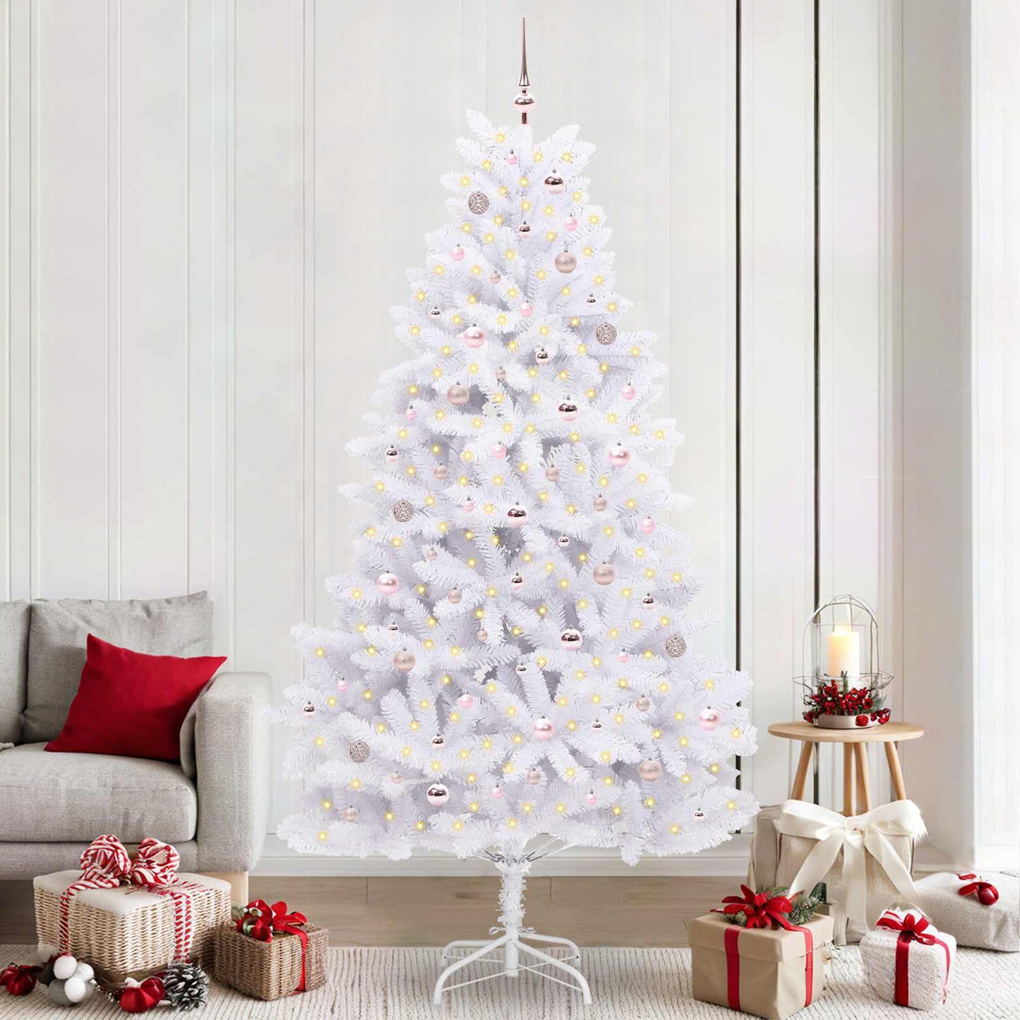 Vidaxx árbol de Navidad artificial plegable blanco 240 cm PVC y acero