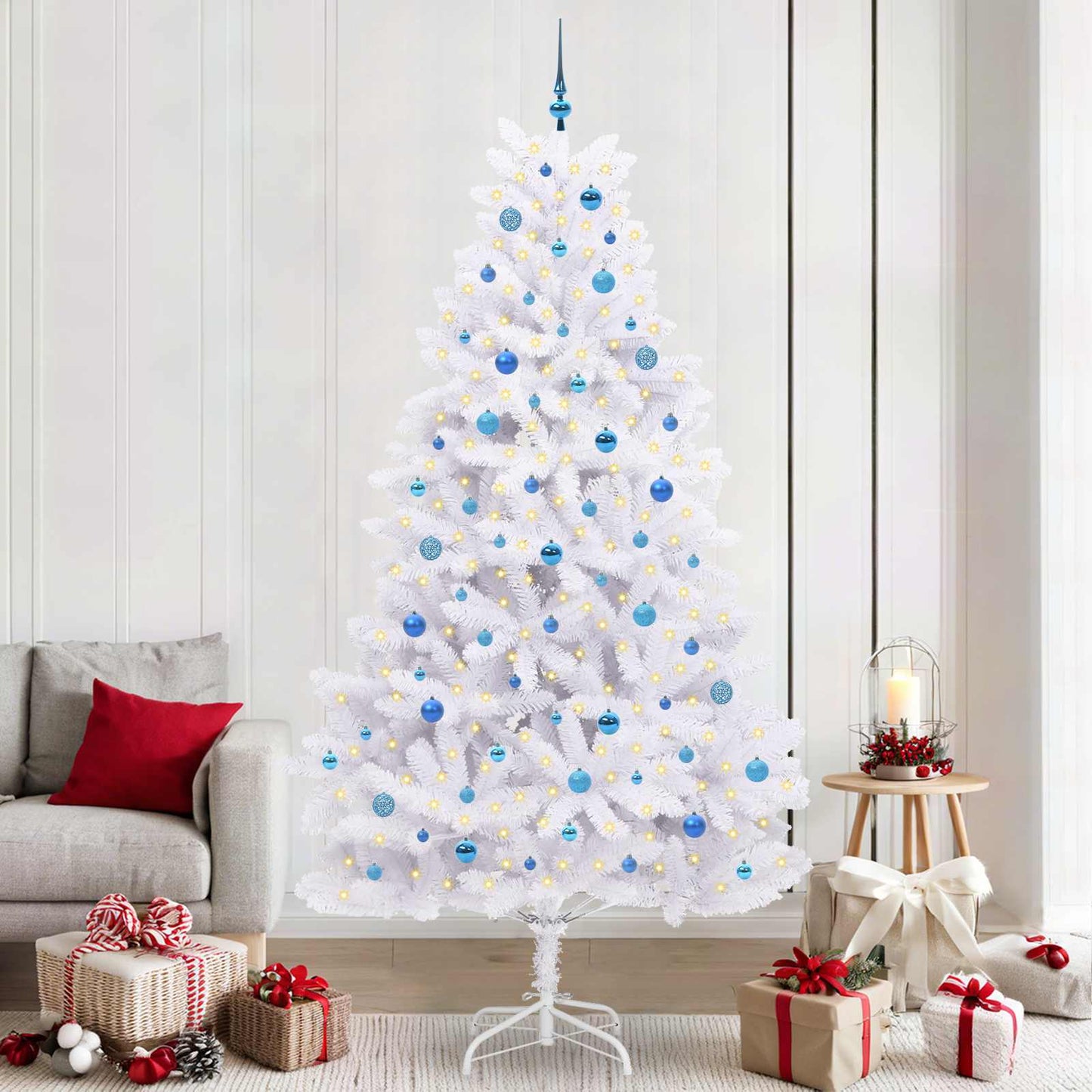 Vidaxx árbol de Navidad artificial plegable blanco 240 cm PVC y acero
