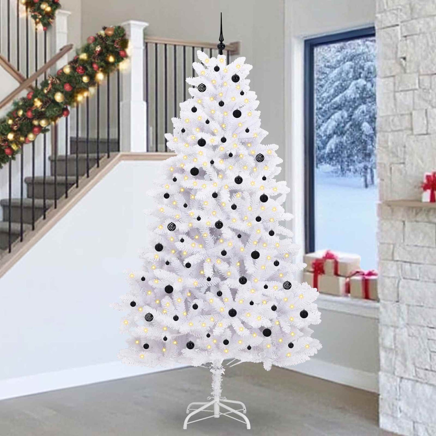 Vidaxx árbol de Navidad artificial plegable blanco 270 cm PVC y acero