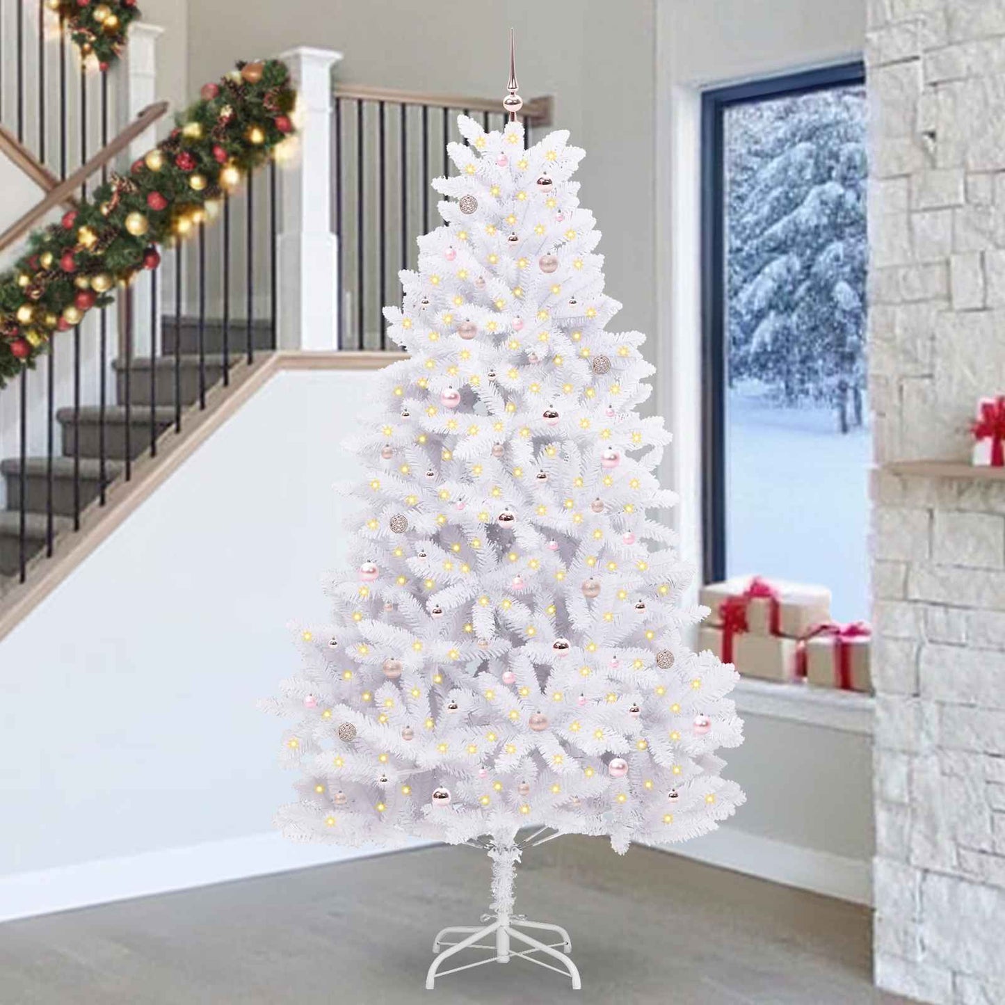 Vidaxx árbol de Navidad artificial plegable blanco 270 cm PVC y acero
