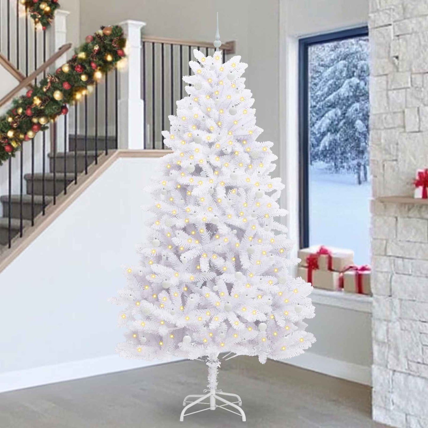 Vidaxx árbol de Navidad artificial plegable blanco 270 cm PVC y acero