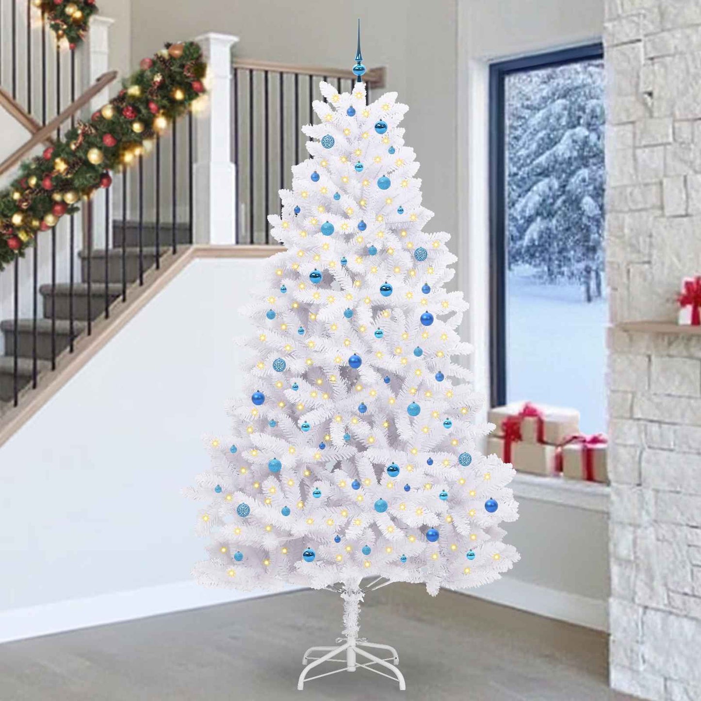 Vidaxx árbol de Navidad artificial plegable blanco 270 cm PVC y acero