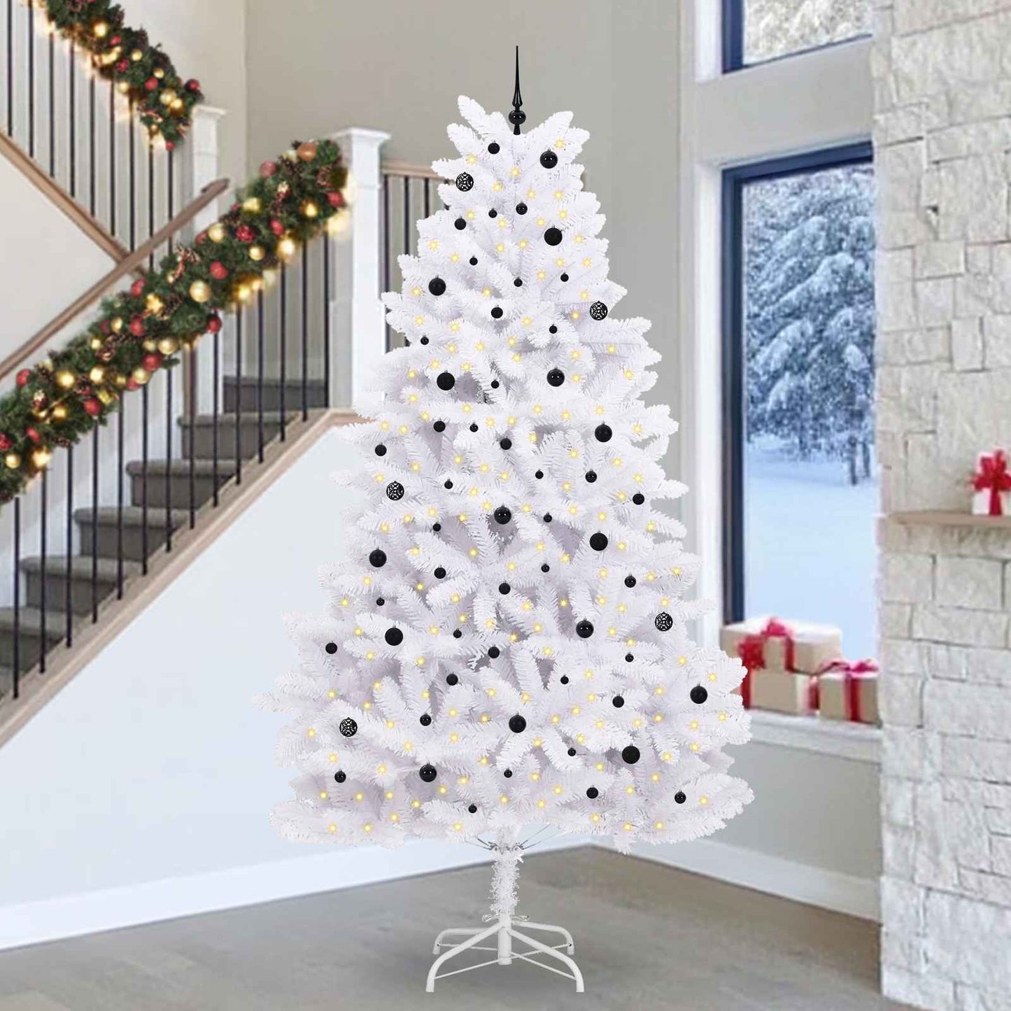 Vidaxx árbol de Navidad artificial plegable blanco 300 cm PVC y acero