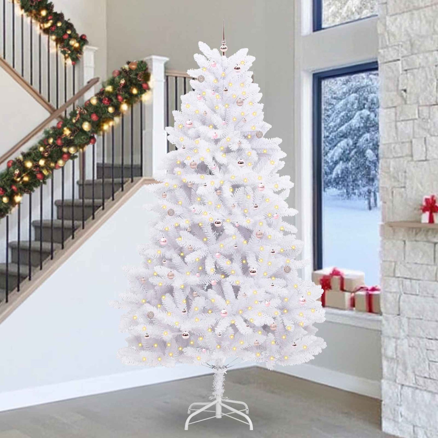 Vidaxx árbol de Navidad artificial plegable blanco 300 cm PVC y acero