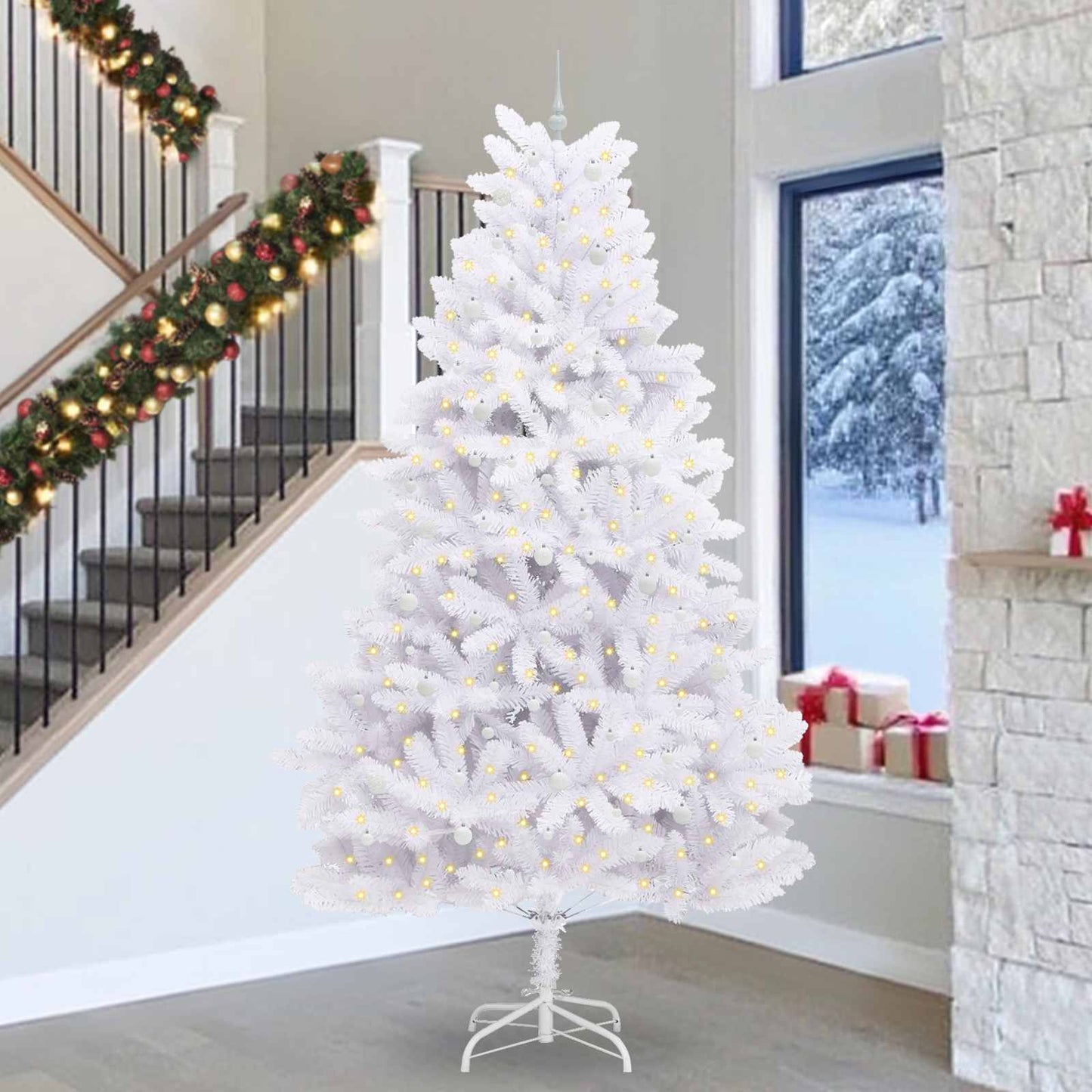 Vidaxx árbol de Navidad artificial plegable blanco 300 cm PVC y acero