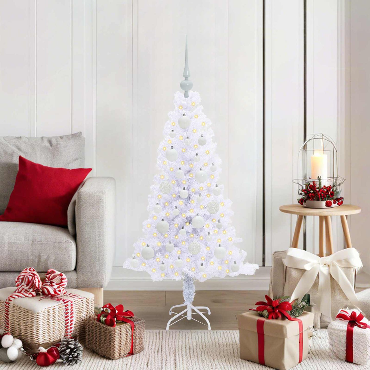 Vidaxx árbol de Navidad artificial con 150 LED blanco 120 cm PVC y acero