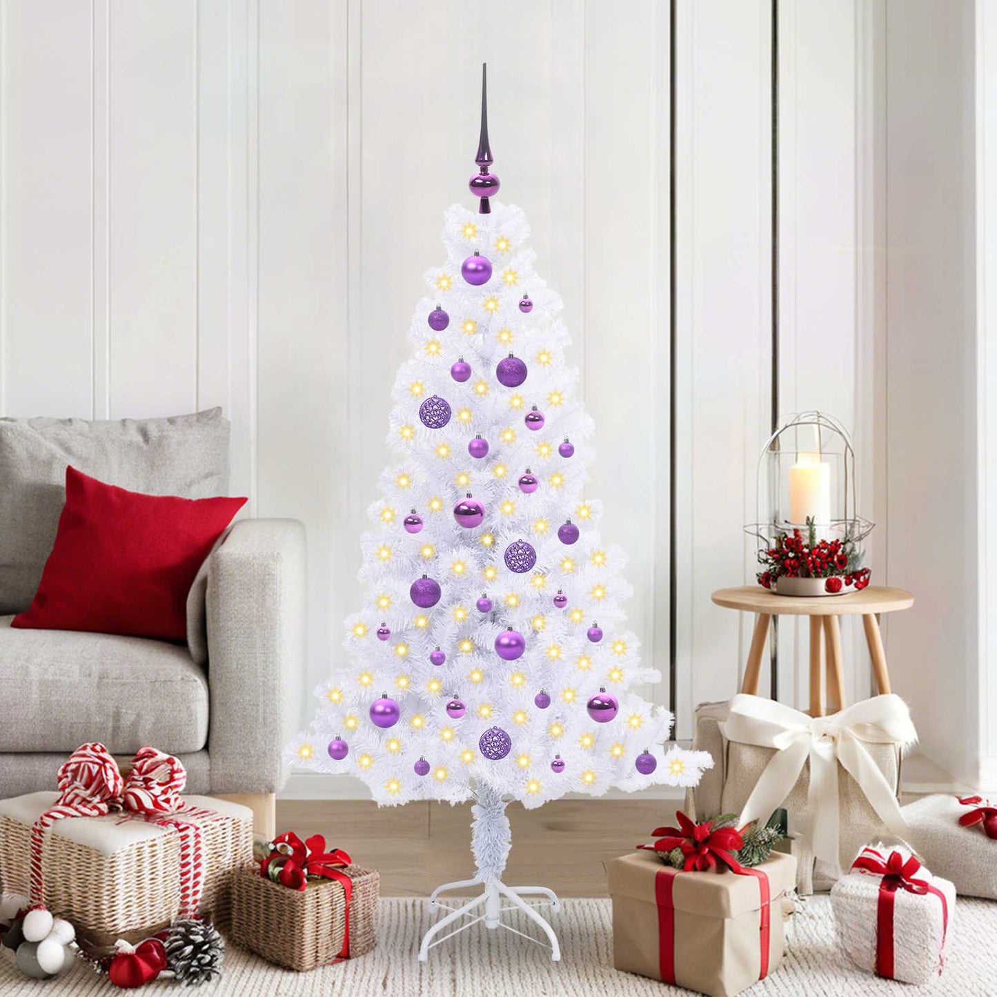 Vidaxx árbol de Navidad artificial con 150 LED blanco 150 cm PVC y acero
