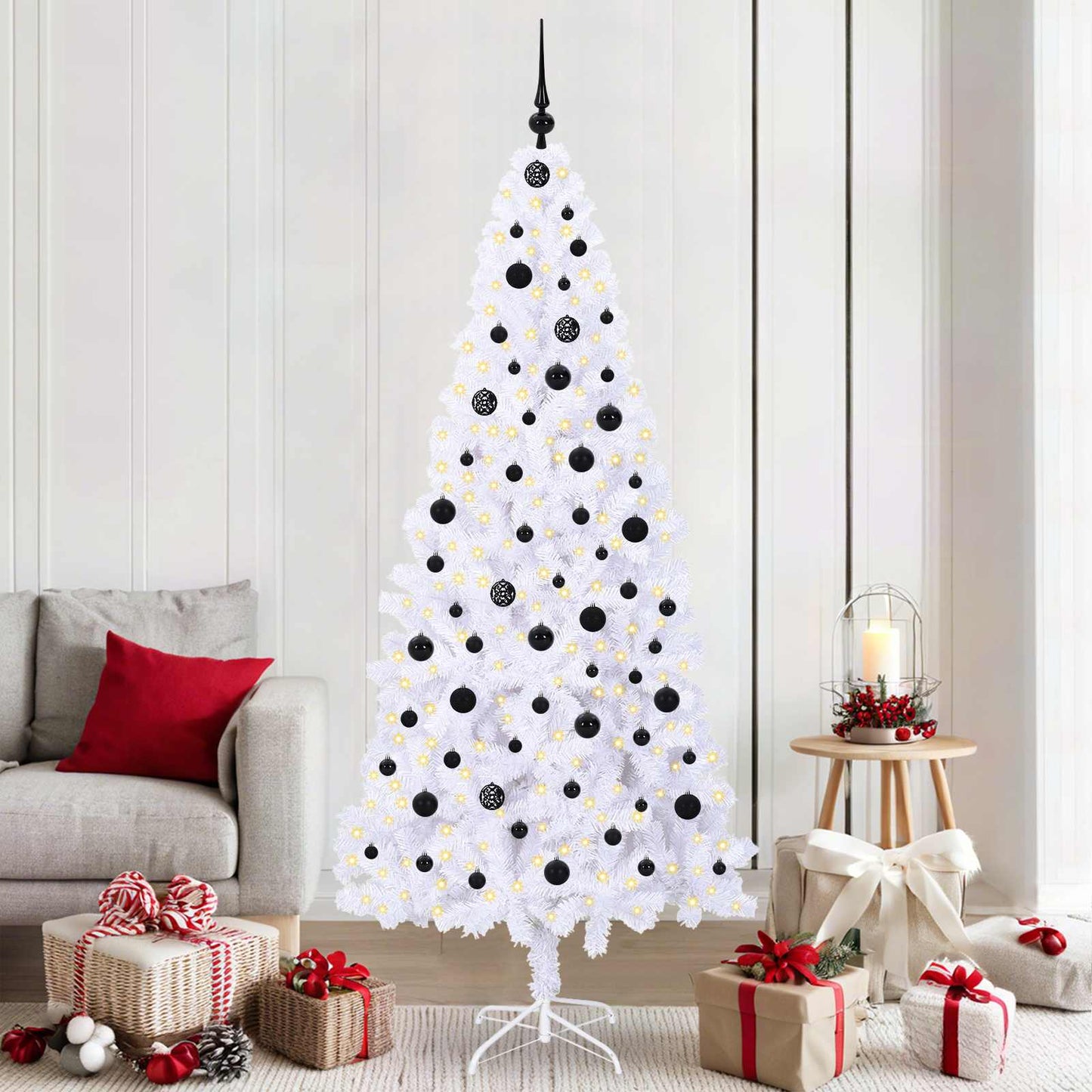 Vidaxx árbol de Navidad artificial con 300 LED blanco 210 cm PVC y acero