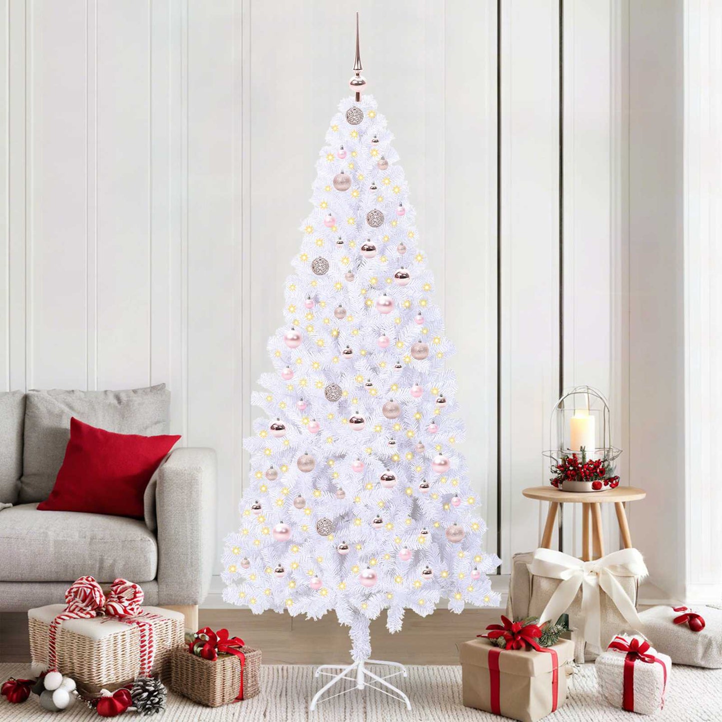 Vidaxx árbol de Navidad artificial con 300 LED blanco 210 cm PVC y acero